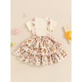 thumbnail image 3 of Suealasg Kids Little Girls 2Pcs Summer Outfits 1 2 3 4 5 6 Years Short Sleeve Ribbed T shirt Tops + Flower Layered Suspender Skirt Set Toddler Girls Clothes, 3 of 7