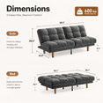thumbnail image 2 of CHITOOMA 66" Futon Sofa Bed with Adjustable Backrest, Corduroy Convertible Futon Couch, Extra-Thick Cushion, Comfy Loveseat for Small Spaces, Apartment or Office, Gray, 2 of 8