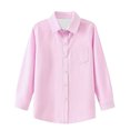 thumbnail image 3 of FYDUU Kids Boys Girls Long Sleeve Striped Shirts Children's Button Down Dress Shirts Formal School Uniform Tops Back To School Clothes 8-9 Years, 3 of 6