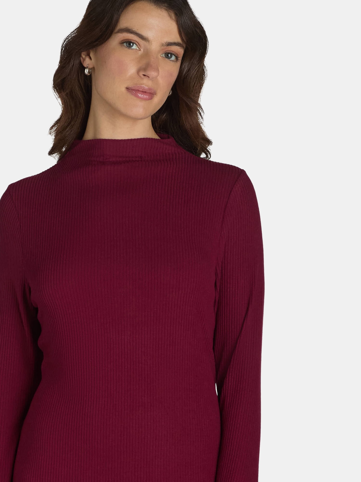 Time and Tru Women's and Women's Plus Ribbed Hacci Knit Midi Dress, Sizes XS-4X