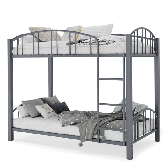 Twin Bunk Bed – Heavy Duty Metal Frame, 400 lbs Capacity, 77.8"L x 41.7"W x 61.5"H, with Guardrail & Ladder, for Bedroom & Dorm, Multiple Colors