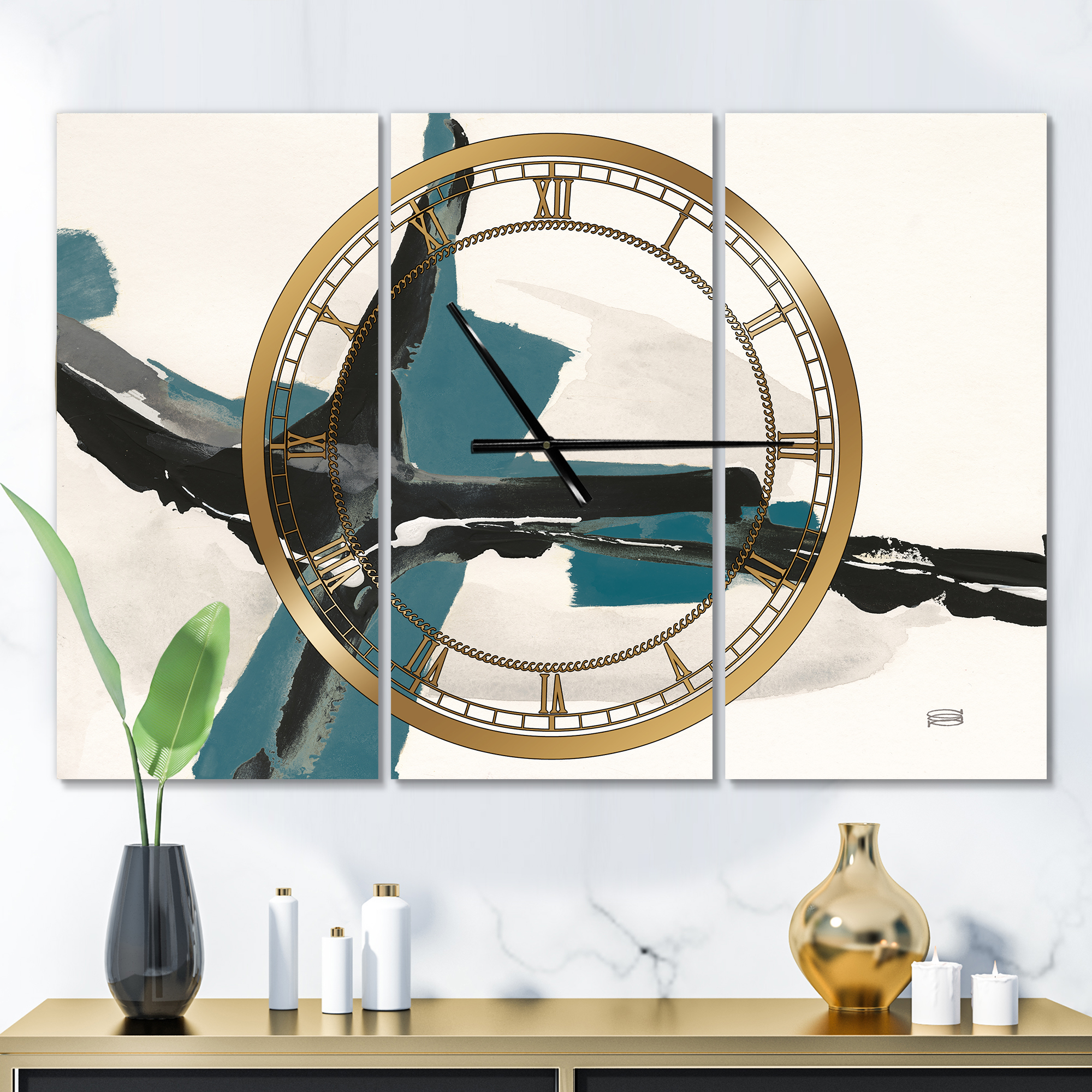 Designart 'Glam Cerulean I' Modern wall clock