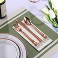 thumbnail image 3 of 350 Piece Rose Gold Dinnerware Set 50 Guest -100 Rose Gold Plastic Plates - 50 Plastic Silverware - 50 Plastic Cups - 50 Linen Feel Paper Napkins, FOCUSLINE Disposable Dinnerware Set, 3 of 8
