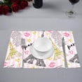 thumbnail image 2 of MKHERT Vintage Paris Eiffel Tower Kisses Lips Prints Hearts and Stars Placemats Table Mats for Dining Room Kitchen Table Decoration 12x18 inch,Set of 6, 2 of 4