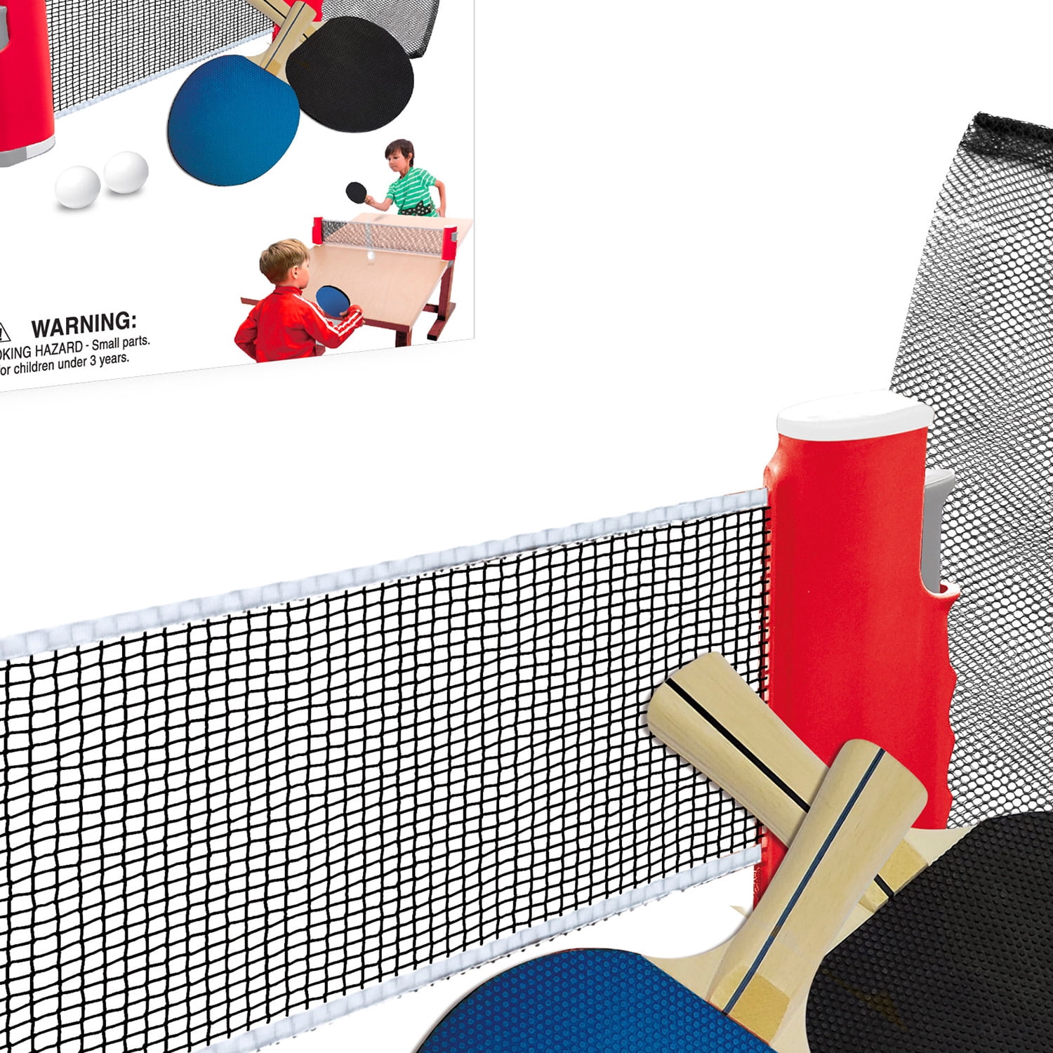 Anywhere Sports: Retractable Table Tennis - 6pc Sports Game Set, Extends To 70", Net, Paddles, Ping Pong Balls, Mesh Storage Bag, Indoor-Outdoor Play