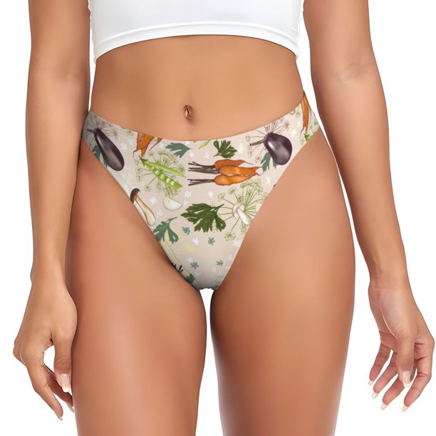 Balery Cute Vegetables Tangas de Algodón para Mujer con Estampado – Ropa Interior Sexy, Transpirable, G-string-3X-Large