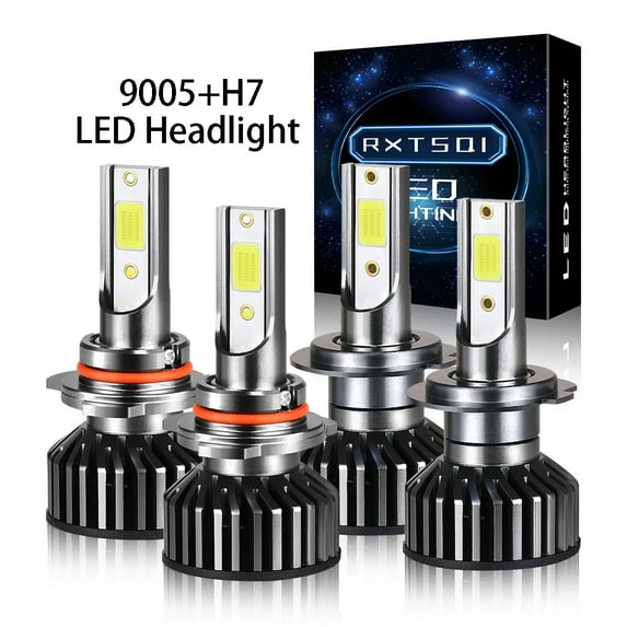 RXTSQI 9005 H7 LED Headlight Bulbs High/Low Kit for Lexus ES350 2007-2009 6000K White 4Pcs f2