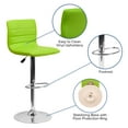 thumbnail image 5 of BizChair Modern Green Vinyl Adjustable Bar Stool with Back, Swivel Stool with Chrome Pedestal Base and Footrest, 5 of 12