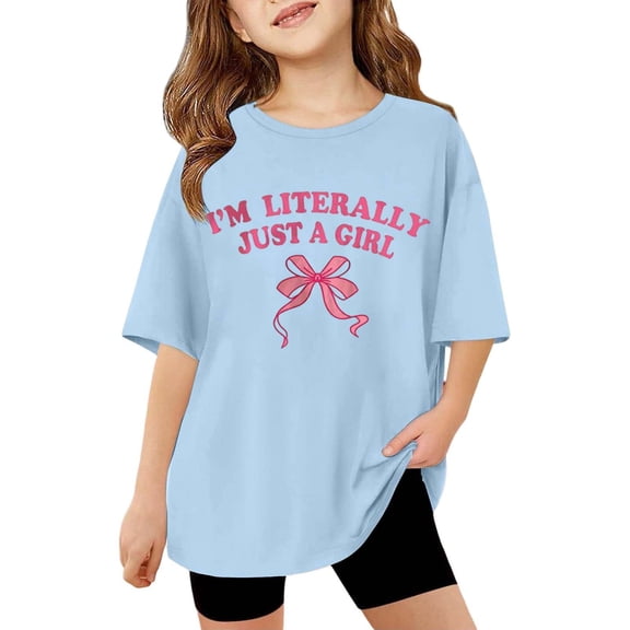 MUXiin Toddler Girl Shirts 5t Letter Graphic Print Crew Neck Preppy Short Sleeve T Shirt Top Cute Back To School Funny Tees Summer Clothes for Girls Tee for Toddler & Kids