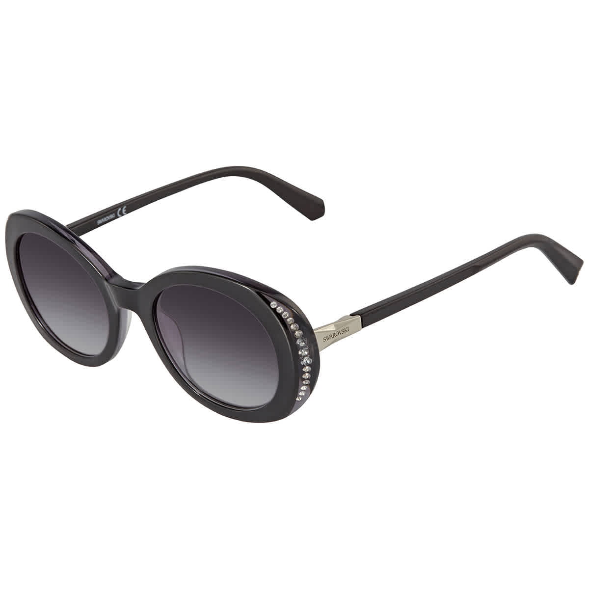 beneden donor Mathis Swarovski Ladies Black Oval Sunglasses SK0281/S05B50 - Walmart.com