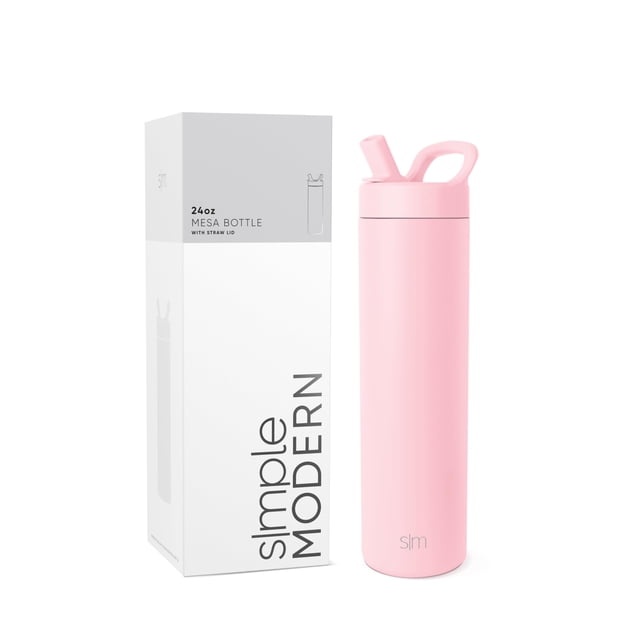 Botella de agua Simple Modern Mesa de 700 ml con tapa de pajita colorete