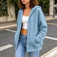 thumbnail image 4 of POROPL Sweatshirts for Women,Zip Up Hoodie Oversized Casual Long Sleeve Fleece Jacket with Pockets, 4 of 7