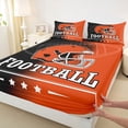 thumbnail image 3 of jejeloiu Football Sports Queen Sheet Sets,Rugby Ball Games Bed Set For Boys Teens 4pcs, 3 of 7