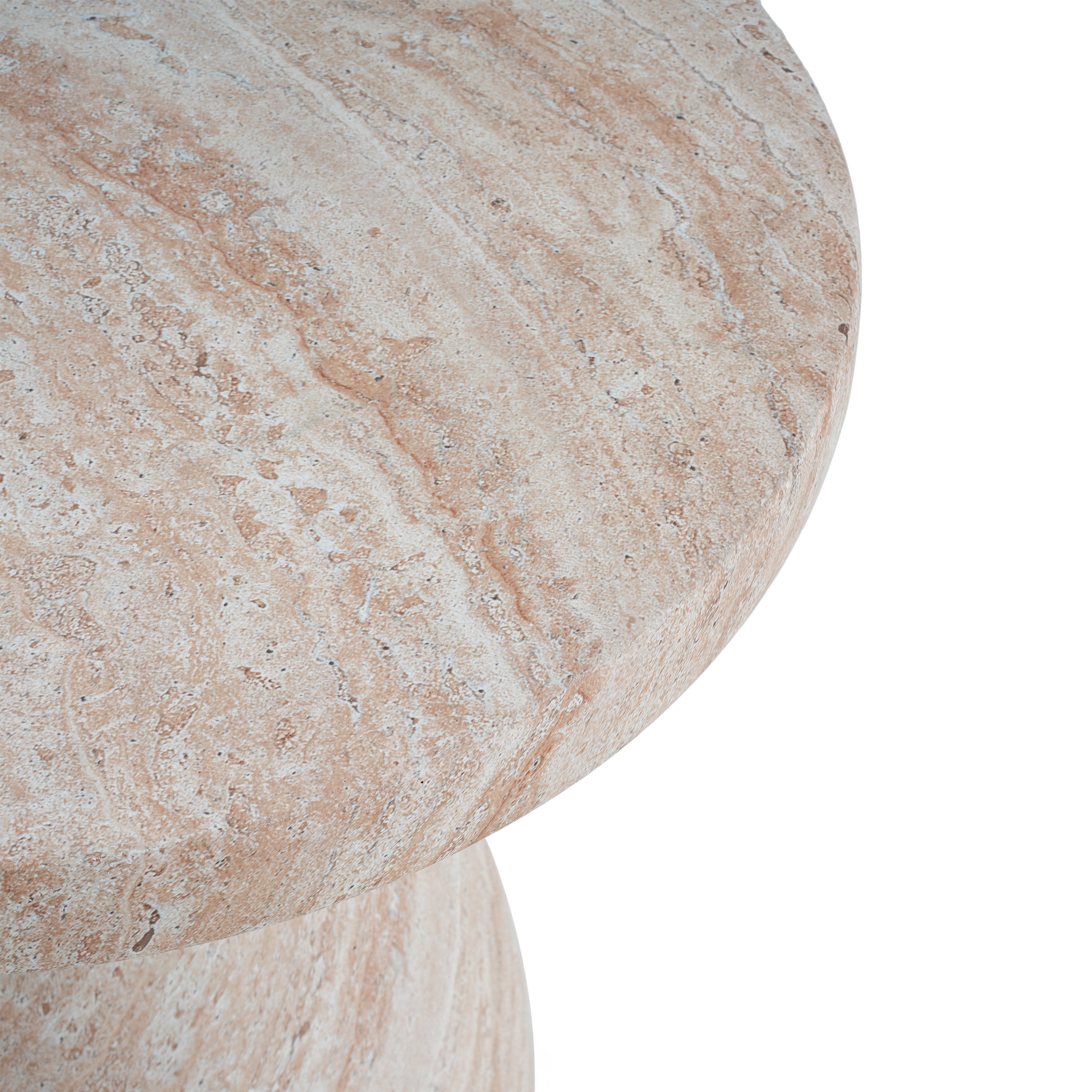 Side Table, Outdoor Indoor Travertine Lightweight Concrete Table for Patio Balcony Garden, Travertine Finish