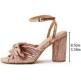 Pleated bow ankles with thick heels Women's Comfortable Toe Ankle Strap