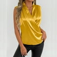 thumbnail image 7 of ECZHAW Women's Wrap V Neck Sleeveless Satin Blouse Elegant Overlap Collar Draped Tank Tops Dressy Casual Soft Comfy Shirts, 7 of 7