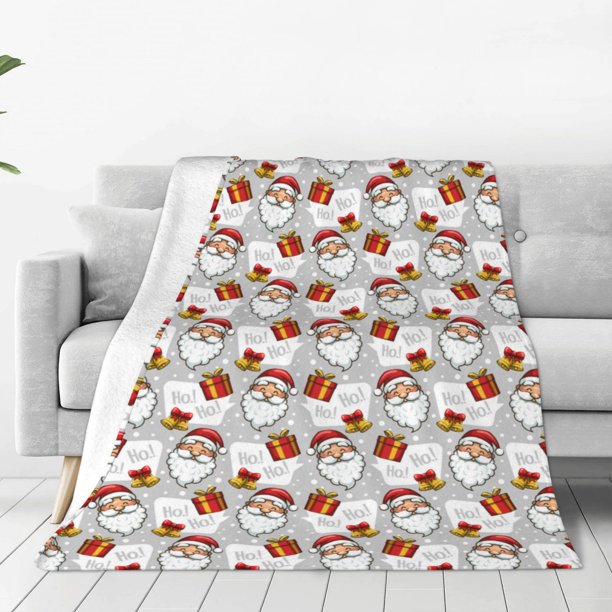 Balery Christmas Santa Claus Manta de Felpa Suave y Acogedora – Cobija de Franela Aterciopelada para Cama, Lavable y Cálida para Sofá, Mascotas, Transpirable-40"x30"