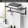 thumbnail image 5 of Caximsy Toallero Negro Ajustable Negro Para Montaje En Pared De Baño Toallero De Ducha Adhesivo De 17-30,7 Pulgadas Toalleros De Baño De Acero Inoxidable Para Inodoro Cocina Colgador De Toalla Doble, 5 of 5