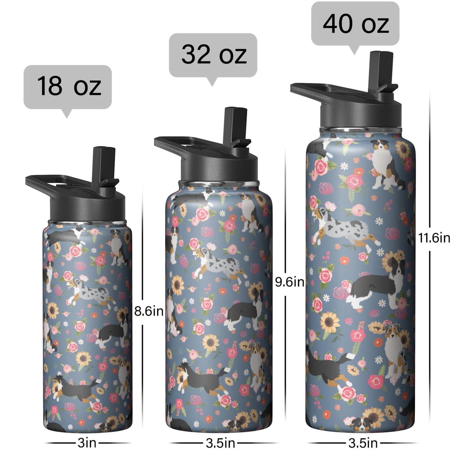 Dog Pattern Insulated Water Bottle - 18/8 Stainless Steel with Paw Print Design, 360° Leakproof Seal & Copper Layer for 48hr Temperature Retention