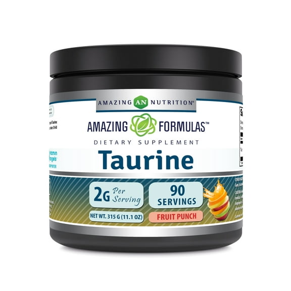 Amazing Formulas Taurine 315 Grams (11.1 oz) Powder Fruit Punch Supplement | 2000 mg Per Serving | 90 Servings | Non-GMO | Gluten Free | Made in USA