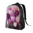 thumbnail image 2 of Haiem Purple And Pink Tulip Bouquet Backpack - Stylish and Durable 15-inch Laptop Backpack with Waterproof Oxford Fabric, 2 of 8