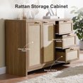 thumbnail image 3 of OAKHAM Rattan Sideboard Buffet, 3 Drawer Storage Cabinet for Living Room, Entryway, Special Walnut, 3 of 6