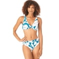 thumbnail image 3 of Anne Cole WHITE/BLUE Mari Botanical Twist-Front Bikini Swim Top, US Large, 3 of 3