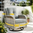 thumbnail image 4 of Vcatnet 3 Pieces Outdoor Patio Furniture Wicker Swivel Rocking Chair Swivel Rocker Patio Chairs Set of 2 with Side Table for Porch, Backyard, Dark Gray, 4 of 7