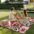 thumbnail image 4 of Pink Flowers Outdoor Rug for Patio/Deck/Porch, Non-Slip Large Area Rug 5 x 7 Ft, Leopard Spot Vintage Floral Country Plants Indoor Outdoor Rugs Washable Area Rugs, Camping Rug Carpet Runner, 4 of 8