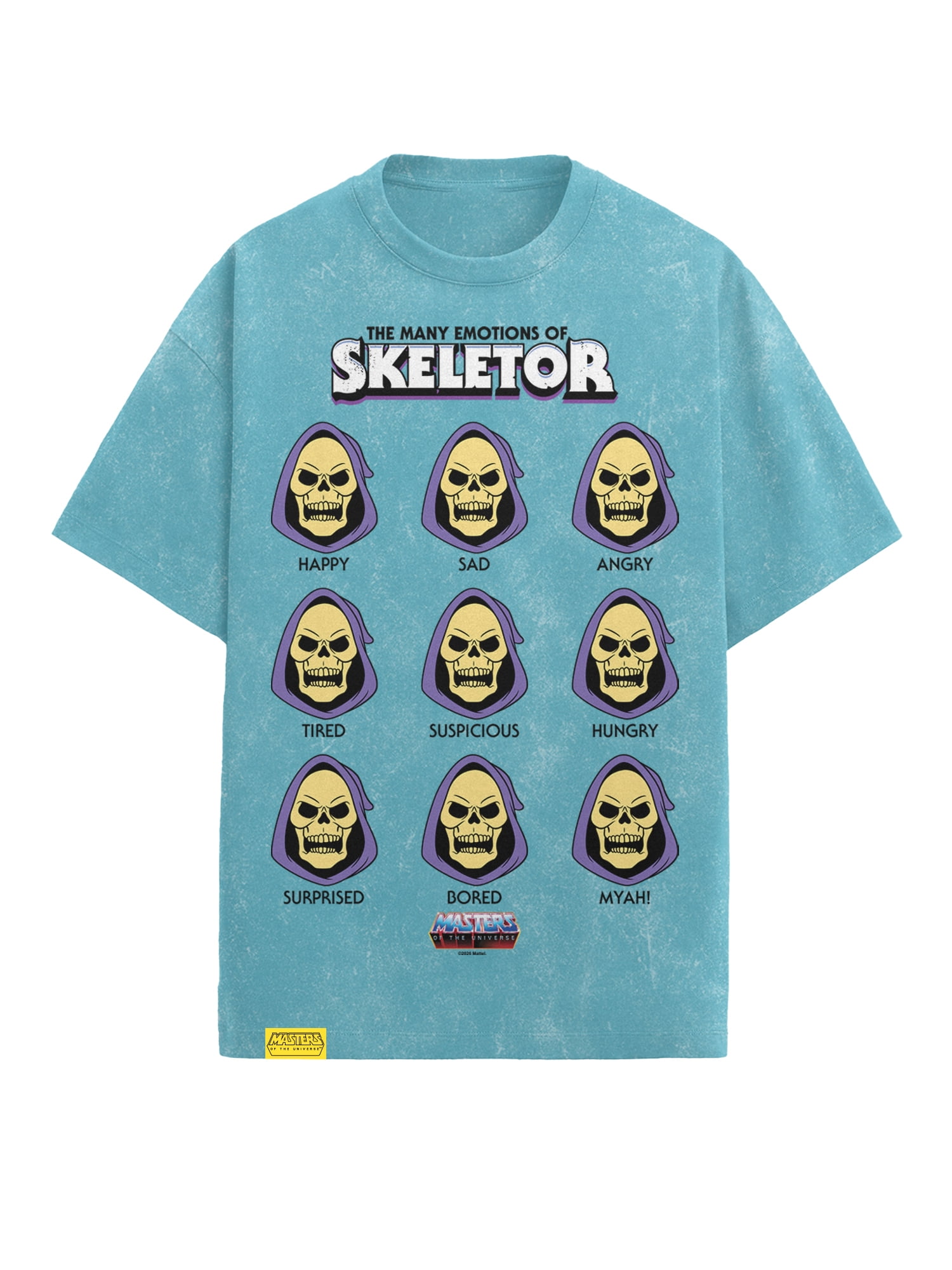 Masters of the Universe, Men's & Big Men's Mineral Wash Graphic Tee, Skeletor Emotions, Sizes S-3XL