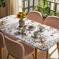 thumbnail image 3 of Christmas Snowman Table Cloths for 5 Foot Rectangle Tables, Xmas Snowflake Elk Eucalyptus Leaves Patio Waterproof Elastic Fitted Tablecloths, Washable Rectangular Table Cover for Camping, 3 of 8