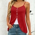 thumbnail image 2 of Achuyrbd Plus Size Women's 2-in-1 Spaghetti Strap Cami Top, Button Front Color Block Split Hem Sleeveless Tank 1X-3X, Red, 2 of 7