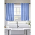 thumbnail image 5 of Navy Blue Stripe Sheer Curtains 45 Inch Length 2 Panels Set for Living Room/Bedroom, Modern White Vertical Striped Geometric Curtain Sheers Drapes Rod Pocket Curtains Window Treatment Set 52''x45''x2, 5 of 7