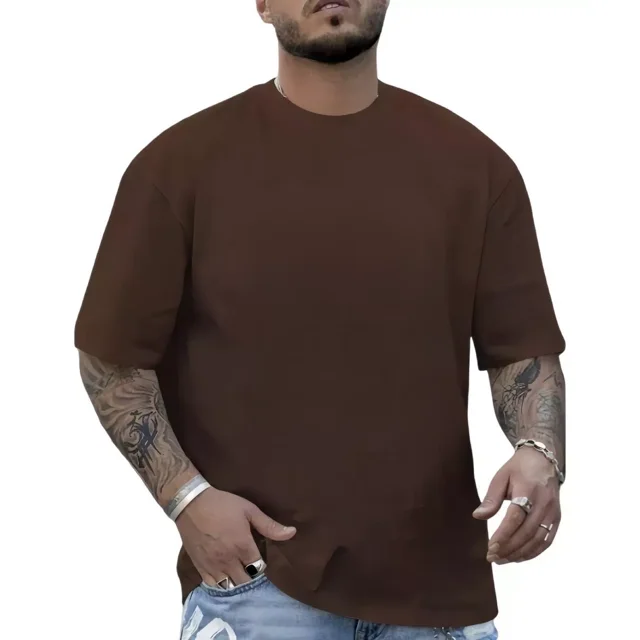 Playera Hombre Hiphop Oversize Moda Manga Corta Pure Color