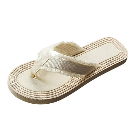 

nsendm Womens Wedge Platform Espadrille Strap Open Toe Summer Casual Sandals Ladies Flat Double Strap Sandals Women Sandal Beige 7.5
