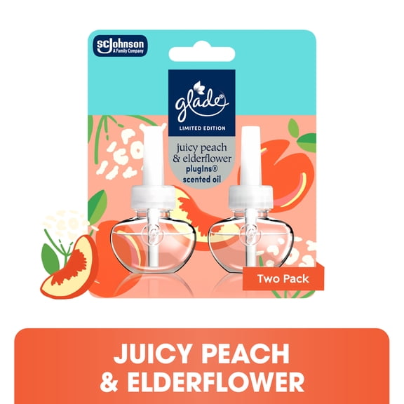 Glade® PlugIns®, Juicy Peach & Elderflower Scented Oil, 1.34 oz, 2 Count