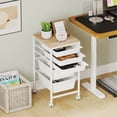 thumbnail image 5 of Costway 5-Drawer Arts Rolling Storage Cart with Wooden Tabletop & Lockable Wheels for Office Natural + White, 5 of 11