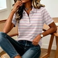 thumbnail image 6 of Garbnen Striped Women's Polo Shirts Raglan Collared Henley Women Short Sleeve Shirts Color Block Casual Dressy Business Women's Golf Shirt L, 6 of 7