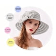 thumbnail image 4 of Risckoth Women's Organza Hat Wide Brim 3D Flower Detail Layered Design Formal Tea Party Wedding Cap, Gray, 4 of 8