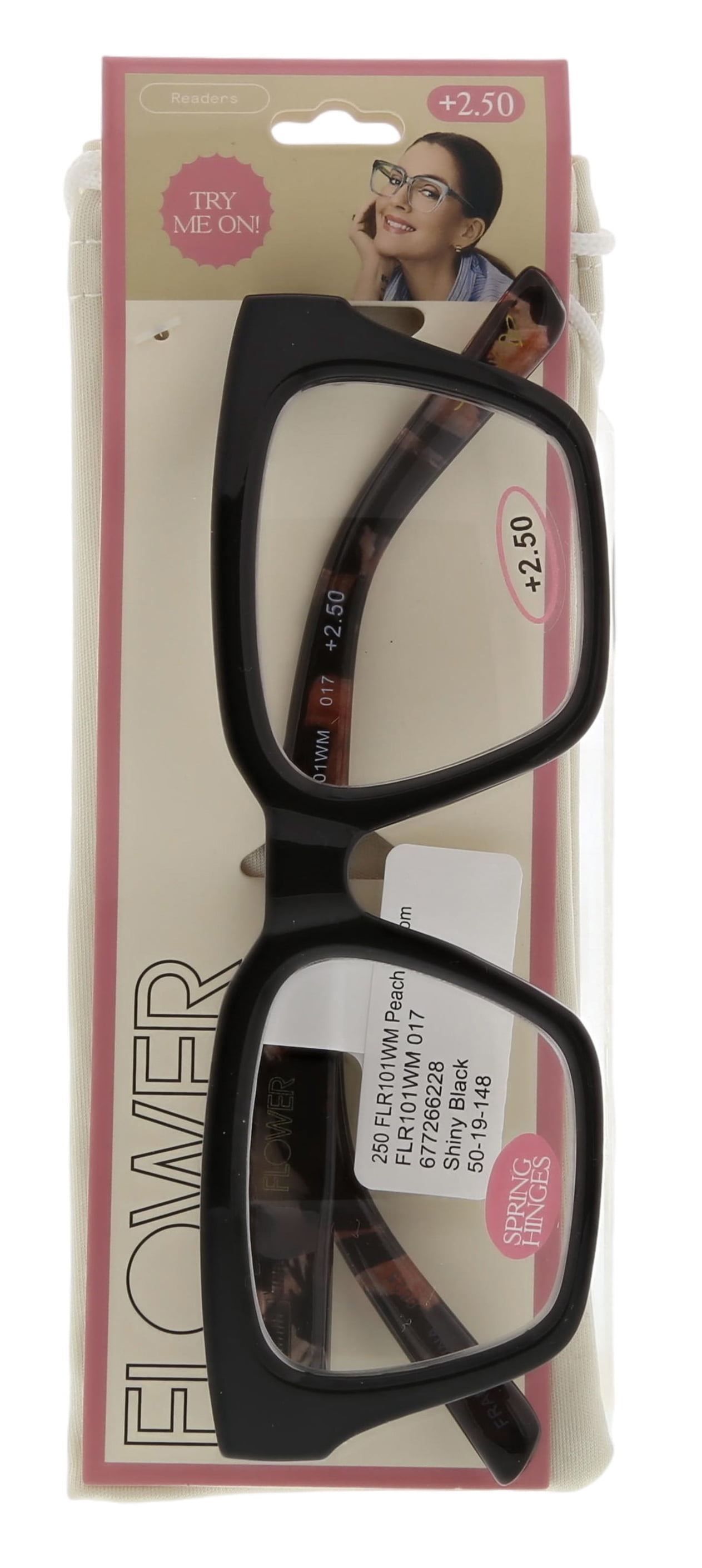 (2 pack) FLOWER Womens Reading Glasses - FLR101 Peach Blossom +2.50
