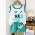 thumbnail image 2 of TOWED22 Toddler Baby Boy Summer Outfits Sleeveless Striped Tank Top Soft Shorts 2-Piece Set Light Green,12-18 M, 2 of 4