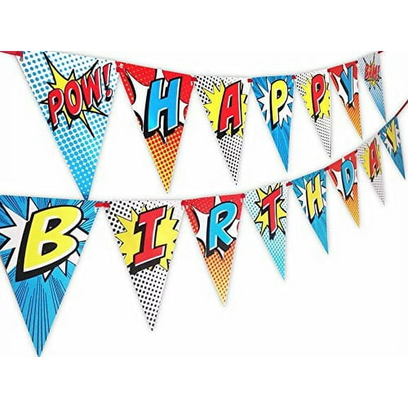 Superhero Red Happy Birthday Banner Pennant