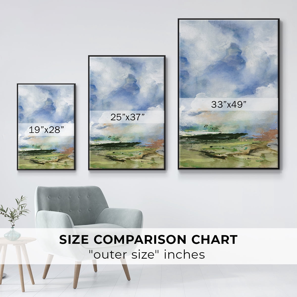 Spring Air II Framed Premium Gallery Wrapped Canvas - Ready to Hang - 27 x 41 - Black Floating Frame