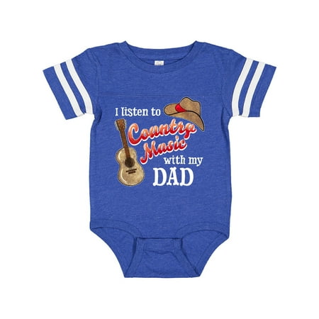 

Inktastic I Listen to Country Music with my Dad Guitar and Hat Gift Baby Boy or Baby Girl Bodysuit