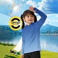 thumbnail image 5 of MKOSPLRT Outdoor Adventure Kids Sun Hoodie UPF 50+ Long Sleeve Shirt with Thumb Holes Gradient Summer Shirts for Hiking Swimming Camping 5-15Y Light Blue 15-16 Years, 5 of 6