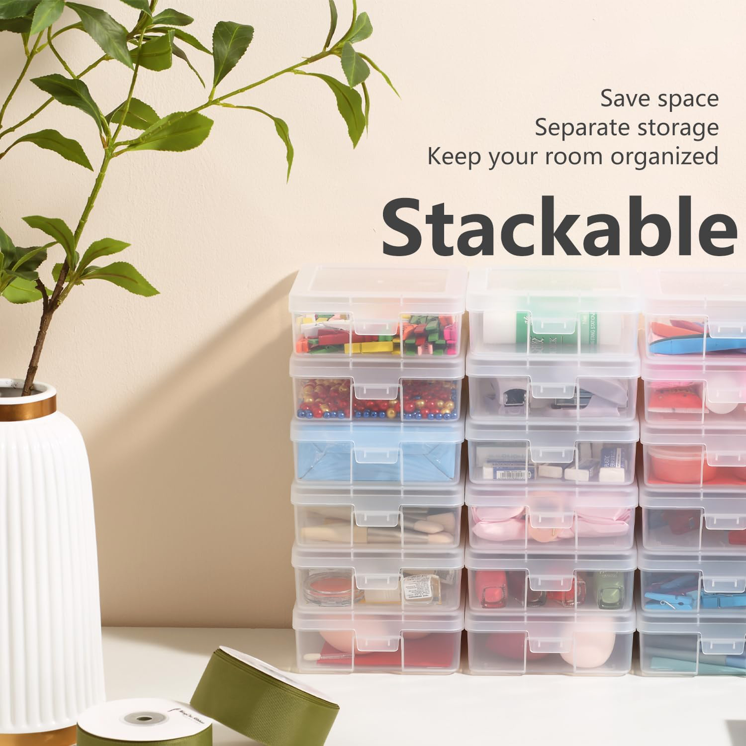Novelinks 12-Pack Stackable Clear Storage Boxes, Small photo 7