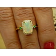 thumbnail image 4 of Natural Lab-Fire Opal And Emerald Gemstone Ring, 925 Sterling Silver ,14K White Gold Plated Fire Opal Engagement Rings, 4 of 5