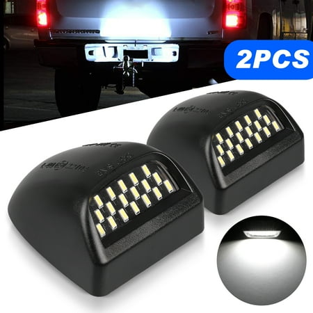 Gmc Truck Aftermarket (TSV License Plate Lights Lamp Lens Black Housing Compatible with 1999 after Silverado Sierra Avalanche Suburban Escalade Yukon Chevy GMC Cadillac Step Bumper Truck Clips Aftermarket, Pack of)