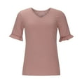 thumbnail image 6 of USSUMA Womens V Neck Tops Ruffle Short Sleeve Knit T-Shirt Blouses Summer Casual Loose Flowy Shirts, 6 of 8
