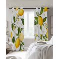 thumbnail image 3 of Yellow Lemon Blackout Curtains, Light Blocking Print Window Curtains, White Flowers Elegant Country Plants Thermal Insulated Window Drapes for Living Room Kitchen Cafe 2 Panels, 55"W x 39"L, 3 of 9